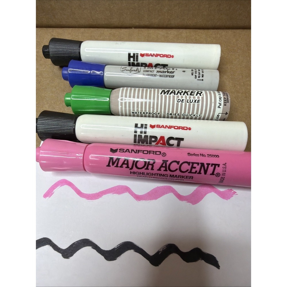 Vtg Permanent Marker Lot Sanford King Hi-Impact Some Smelly & Major Accent - Picture 2 of 3